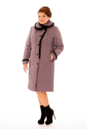 Женское пальто из текстиля с капюшоном, отделка норка 8010520