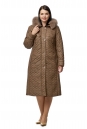 Женское пальто из текстиля с капюшоном, отделка песец 8010633
