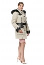 Женское пальто из текстиля с капюшоном, отделка песец 8012235-2