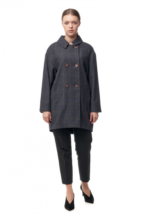 Женское пальто из текстиля с воротником 8014343